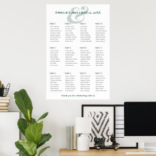 Emerald Ampersand Wedding 12 Seating Chart