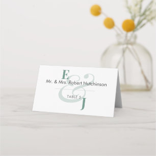 Emerald Ampersand Wedding Folded Seating Tent Place Card