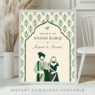 Emerald Anand Karaj Sikh Wedding Welcome Sign