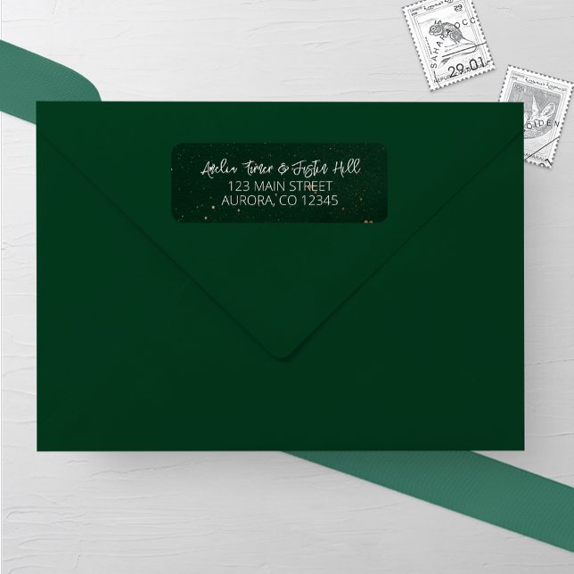 Emerald and Bronze Watercolor Wedding Address (Creator Uploaded)