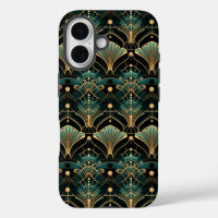 Emerald and Gold Art Deco-inspired Fan