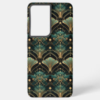 Emerald and Gold Art Deco-inspired Fan