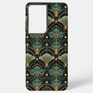 Emerald and Gold Art Deco-inspired Fan Samsung Galaxy Case