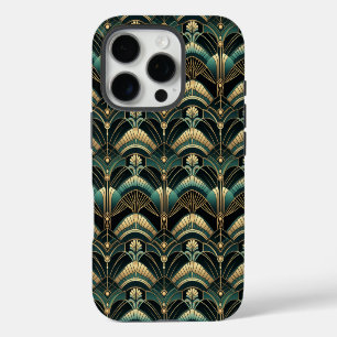 Emerald and Gold Art Deco Themed iPhone 16 Pro Case