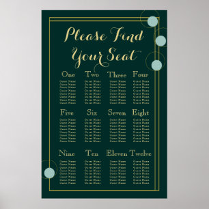 Emerald and Gold Art Deco Wedding Seating Chart