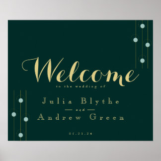 Emerald and Gold Art Deco Wedding Welcome Sign