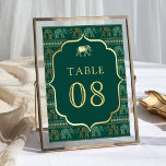 Emerald and Gold Elephant Indian Wedding Table Number<br><div class="desc">Amaze your guests with this elegant Indian wedding table number featuring a beautiful elephants pattern.</div>