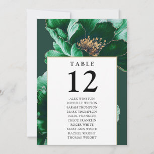 Emerald And Gold Floral Table Number Seating Chart