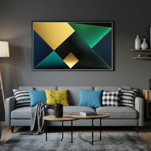 Emerald and Gold Geometric Harmony Poster