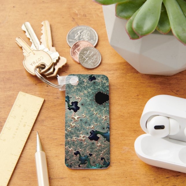 Emerald and Gold Mandelbrot  Key Ring (Desk)