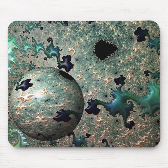 Emerald and Gold Mandelbrot with Sphere Mouse Pad (Front)