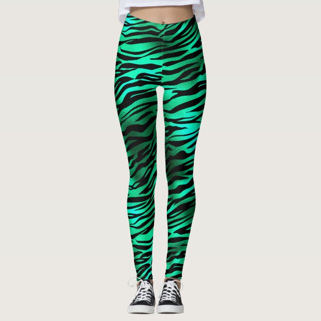 Emerald and Gold Safari Series Design 10 Leggings (Front)
