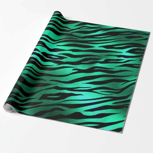 Emerald and Gold Safari Series Design 10 Wrapping Paper (Unrolled)