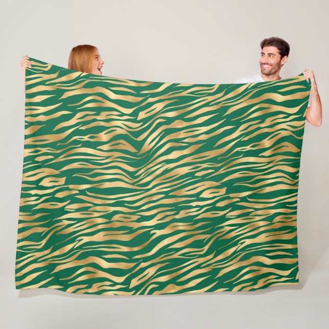 Emerald and Gold Safari Series Design 2 Fleece Blanket (In Situ)