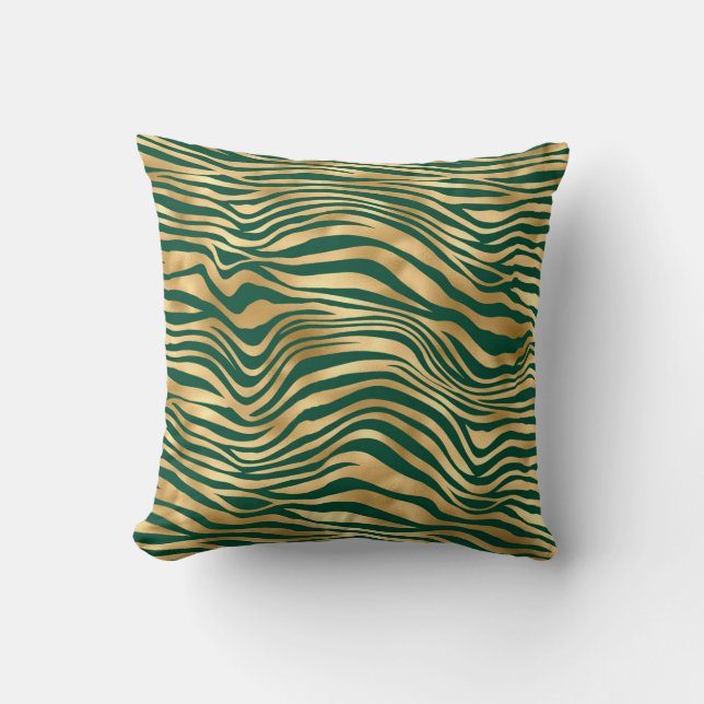 Emerald and Gold Safari Series Design 4 Cushion (Front)