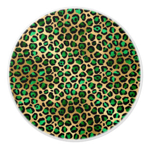 Emerald and Gold Safari Series Design 8 Ceramic Knob