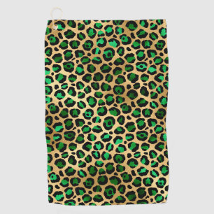 Emerald and Gold Safari Series Design 8 Golf Towel