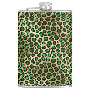 Emerald and Gold Safari Series Design 8 Hip Flask