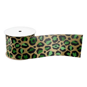 Emerald and Gold Safari Series Design 8 Satin Ribbon