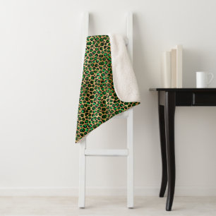 Emerald and Gold Safari Series Design 8 Sherpa Blanket