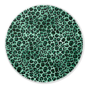 Emerald and Gold Safari Series Design 9 Ceramic Knob