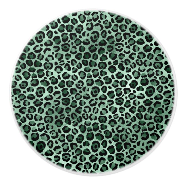 Emerald and Gold Safari Series Design 9 Ceramic Knob (Front)