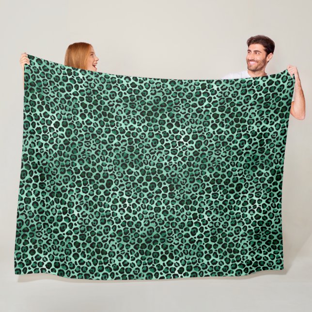 Emerald and Gold Safari Series Design 9 Fleece Blanket (In Situ)