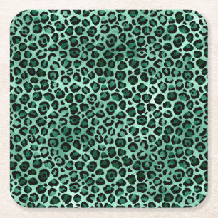 Emerald and Gold Safari Series Design 9 Square Paper Coaster