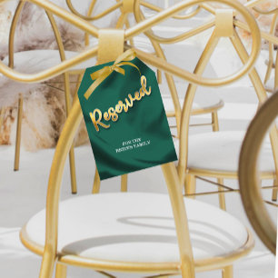 Emerald and Gold Wedding Reserved Seat Large Tag