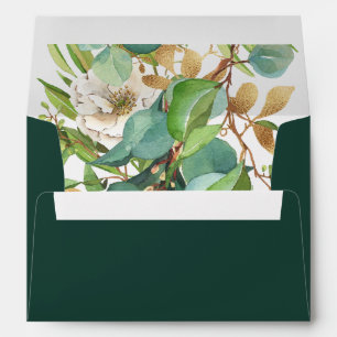 Emerald and Ivory Autumn Roses Envelope