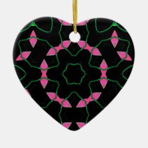 Emerald and Pink Kaleidoscope Ceramic Tree Decoration