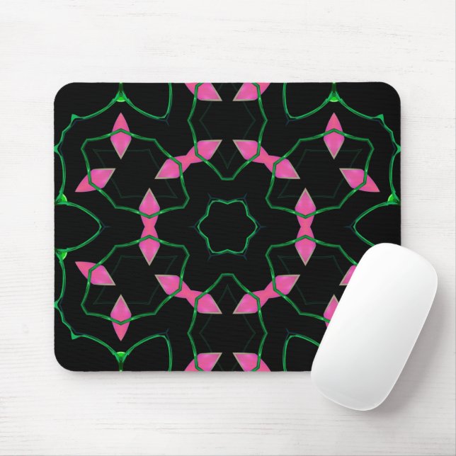 Emerald and Pink Kaleidoscope  Mouse Pad (With Mouse)