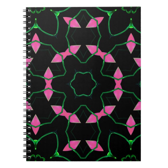 Emerald and Pink Kaleidoscope  Notebook (Front)