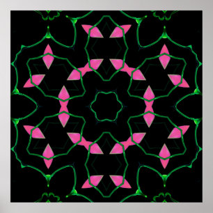 Emerald and Pink Kaleidoscope Poster