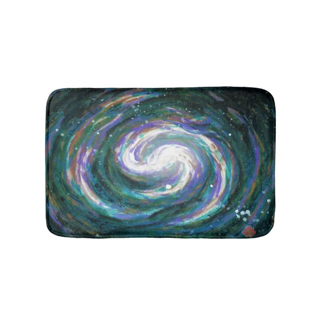 Emerald and Purple Galaxy Bath Mat (Front)