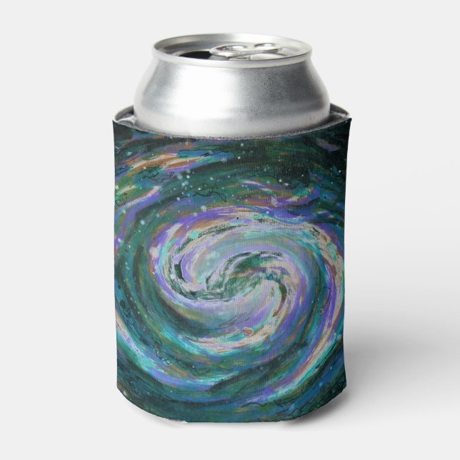 Emerald and Purple Galaxy Can Cooler (Can Front)