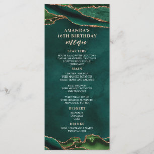 Emerald and Rose Gold Menu