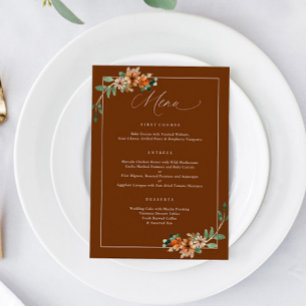 Emerald and Rust Burnt Orange Greenery Wedding Menu