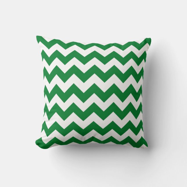 Emerald and White Chevron Zig Zag Pillow (Front)