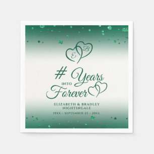 Emerald Anniversary Hearts YEARS INTO FOREVER Napkin