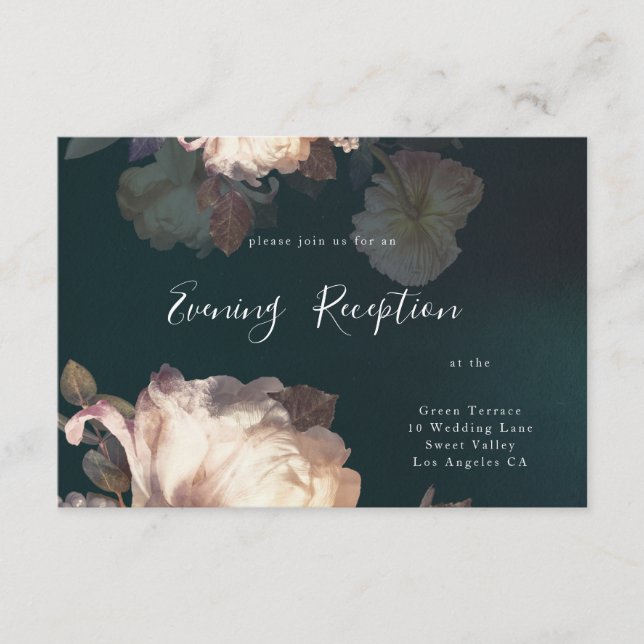 Emerald Antique Vintage Wedding Reception Card (Front)