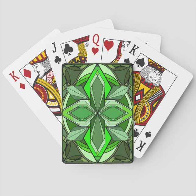 Emerald Art Deco Style Playing Cards w/ Green Face (Back)