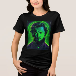 Emerald Ascendant: Neon Aura Portrait Tri-Blend Shirt
