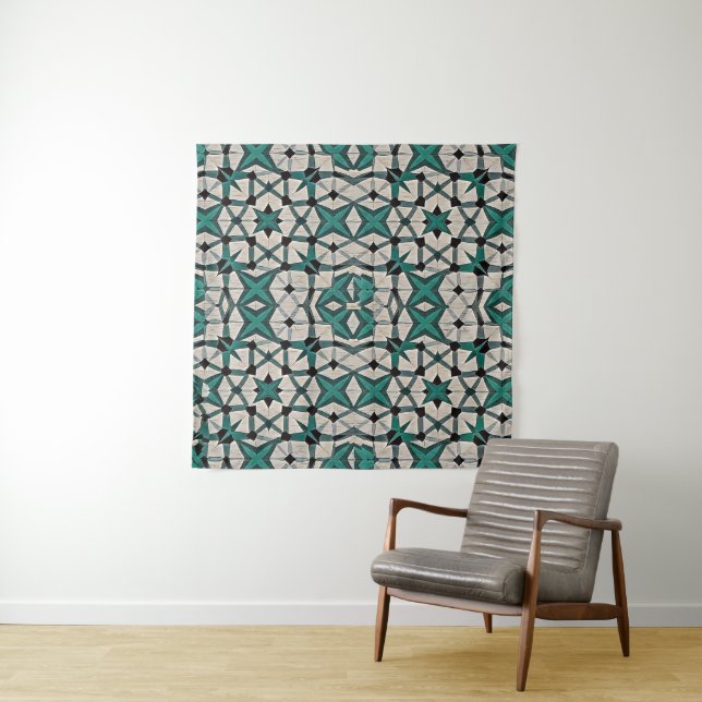 Emerald axis abstract geometric pattern 1284 tapestry (In Situ (Horizontal))