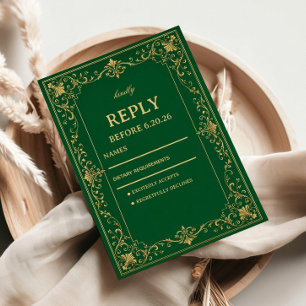 Emerald Baroque Artwork Celtic RSVP Card