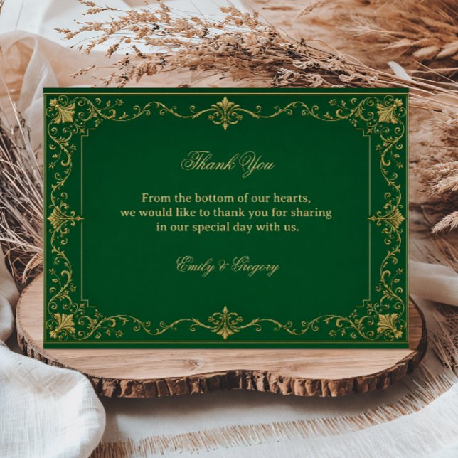 Emerald Baroque Artwork Celtic Thank You Card (Creator Uploaded)