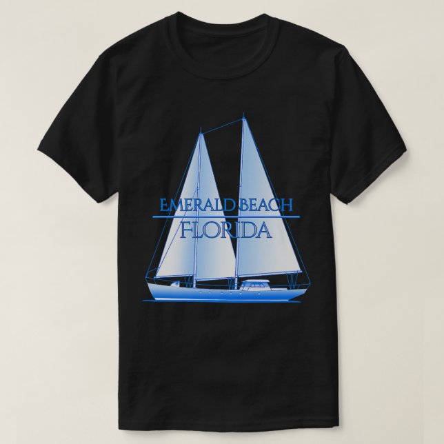 Emerald Beach Florida Coastal Nautical Sailing Sai T-Shirt (Design Front)