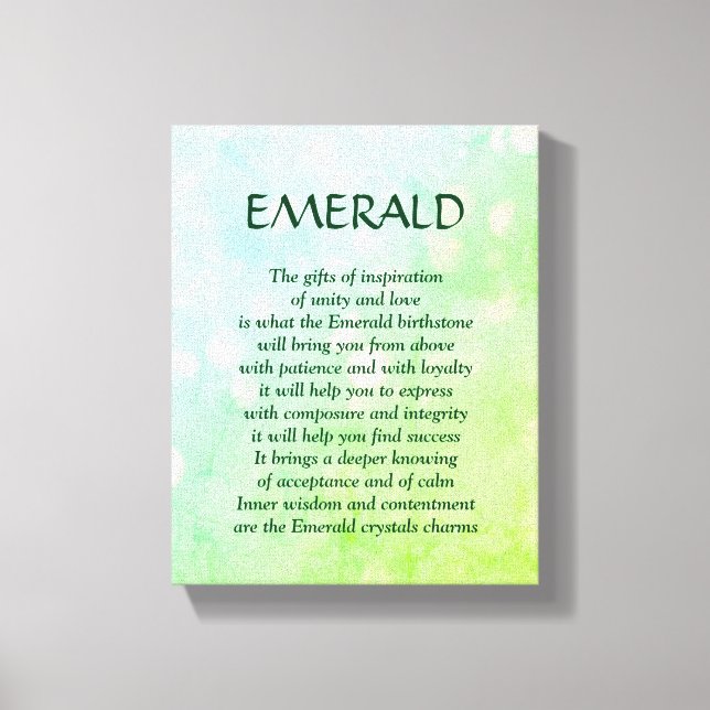 Emerald birthstone - May poem art canvas Print (Front)
