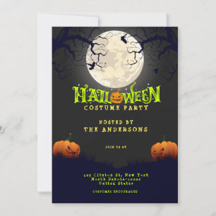 Emerald Black Halloween Costume Party Invitation