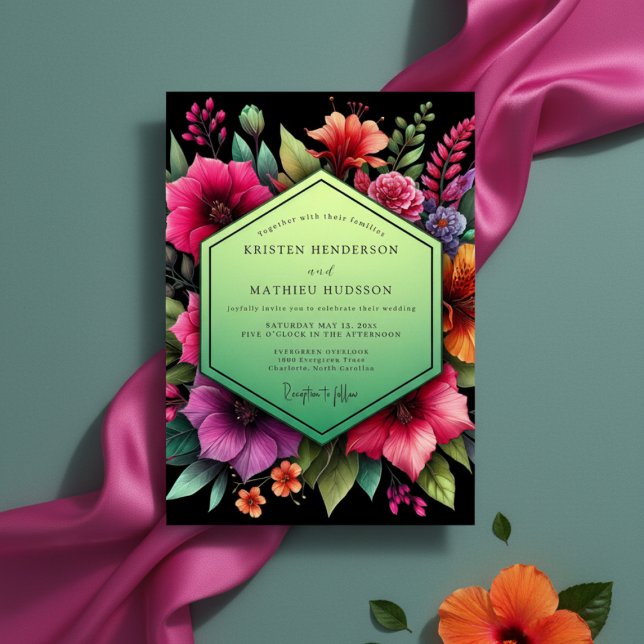 Emerald Bloom Moody Wedding Invitation (Creator Uploaded)